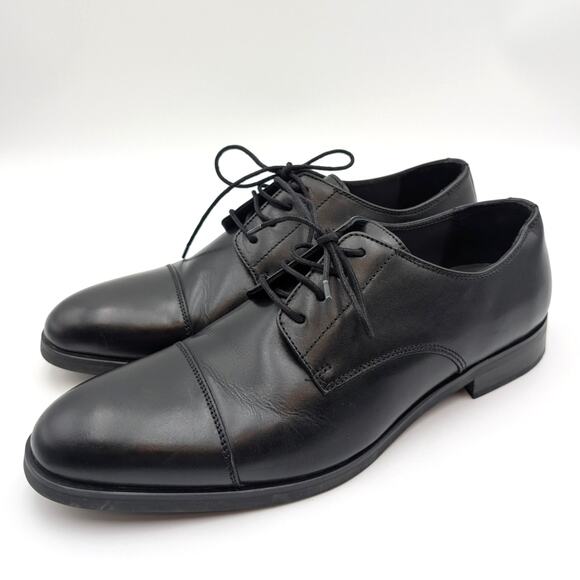 Nordstrom Elliott Cap Toe Lace-Up Derby Shoes Men's Black Size 12M EU45 - Picture 1 of 11